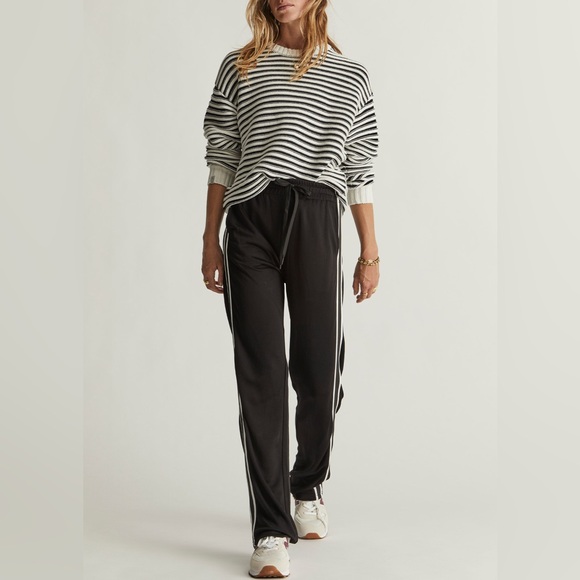 The Upside Pants - The Upside Celeste Black Track Pants with White Stripes New Size XSmall.